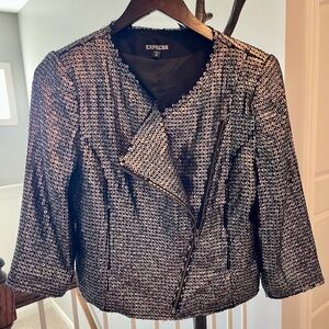 Express Sequin Cropped Moto Jacket